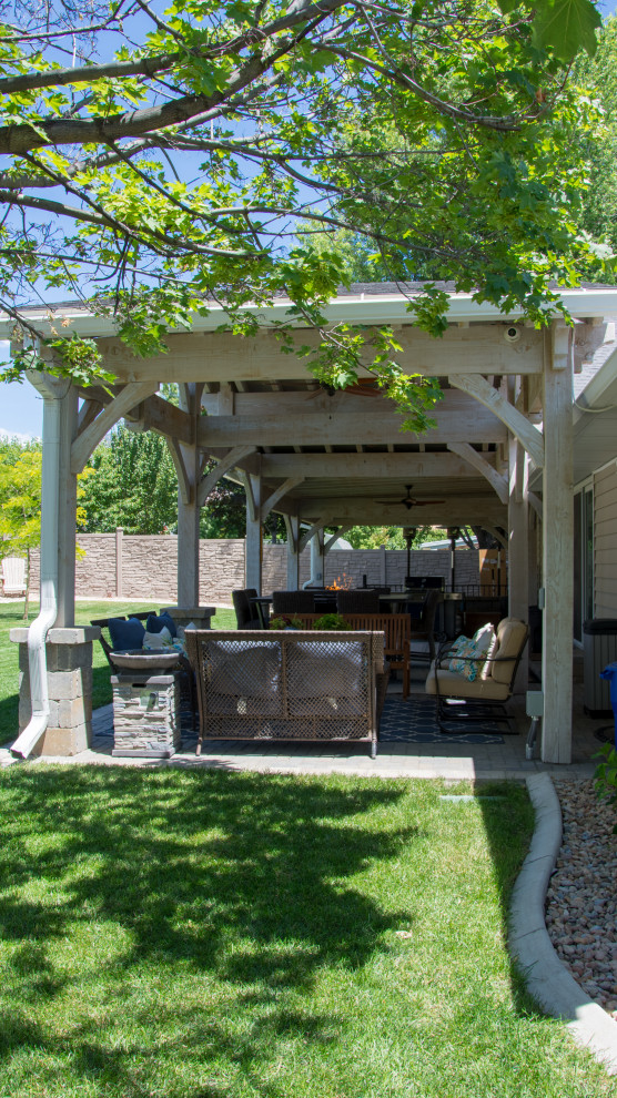 Example of a huge backyard patio design in Salt Lake City with a gazebo