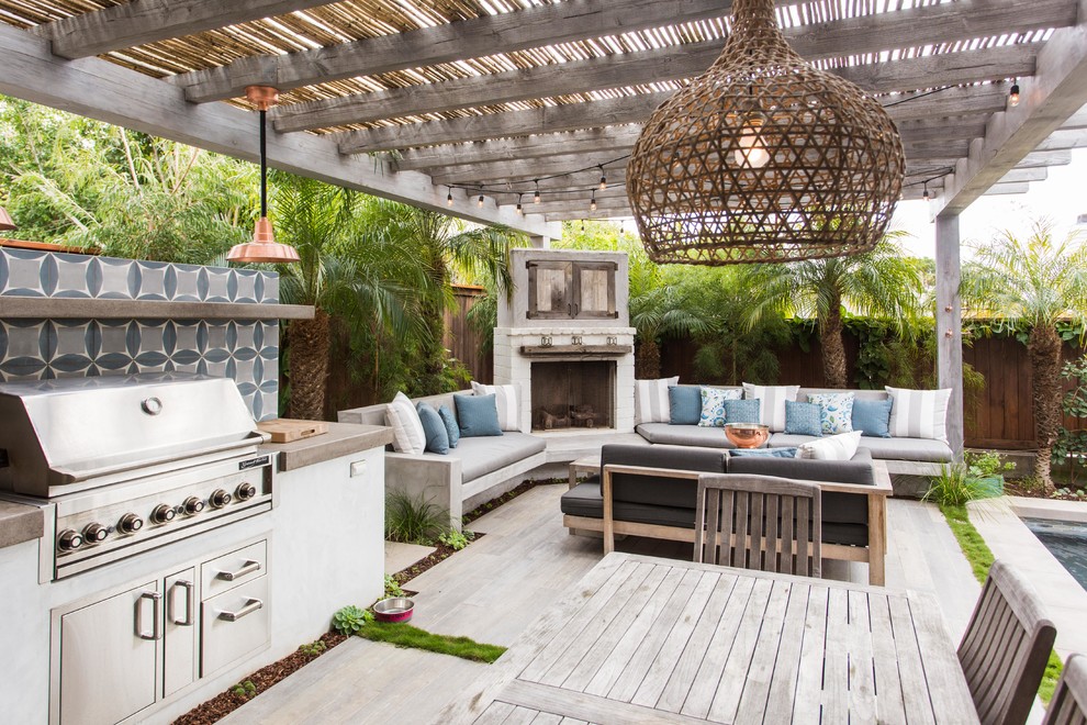 Blue & Grey Patio and Outdoor Living Area - Transitional - Patio - Los ...