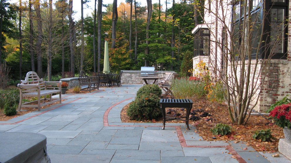 Bluestone Patio with Brick Edging Manchester, NH Traditional