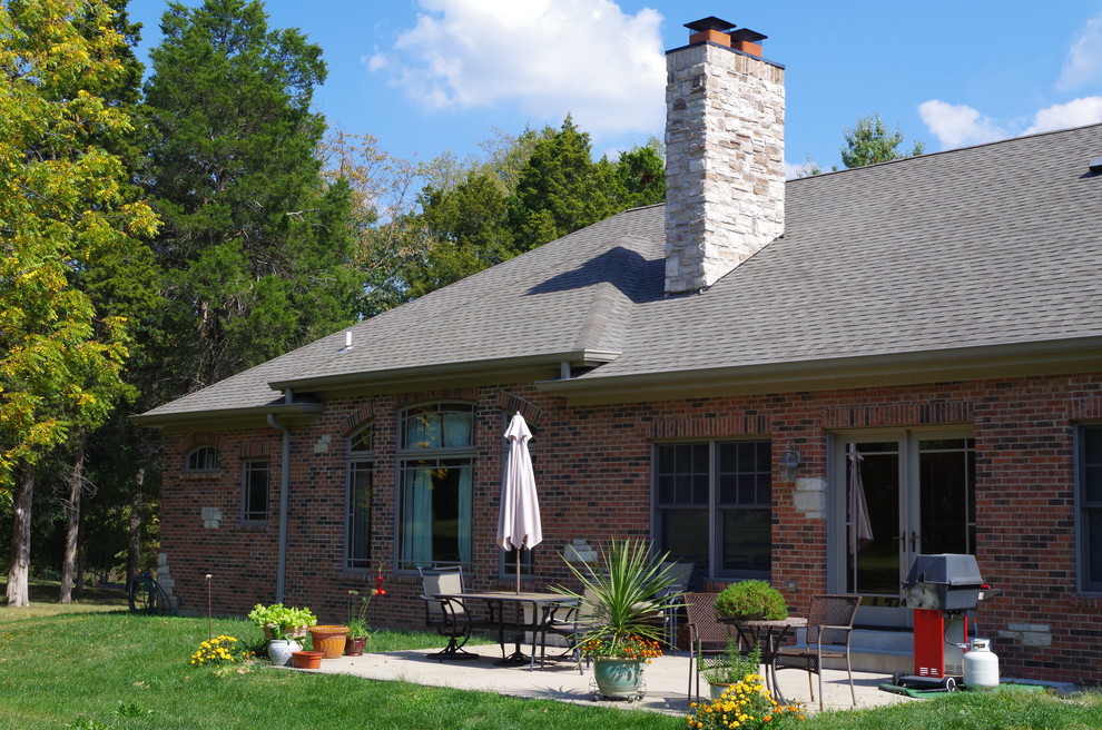 Brick and Stone Ranch Custom Home Sappington, MO Patio St Louis