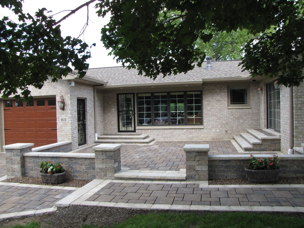 Brick Driveway, Courtyard and Seat Walls Traditional Patio