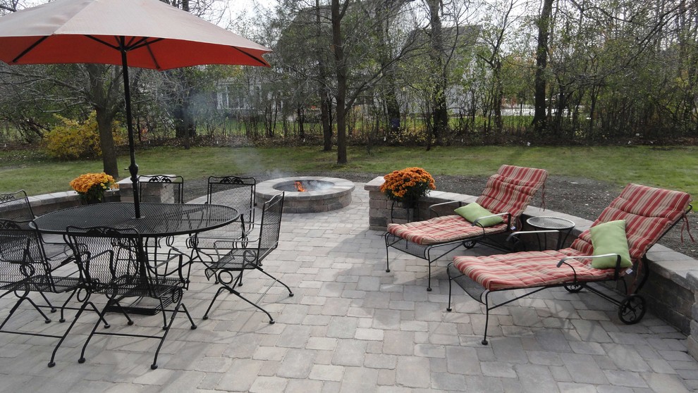 Brick Patio & Fire Pit Patio Milwaukee by Integrity Landscape