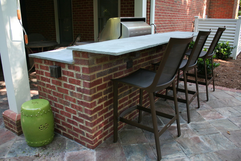Buckhead Outdoor Brick Kitchen with Raised Bar Traditional Patio