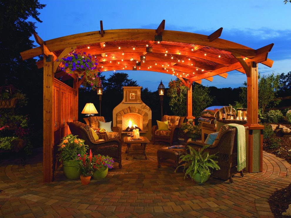 Budget Outdoor Fireplace Transitional, Outdoor Patio With Fireplace And Hot Tub