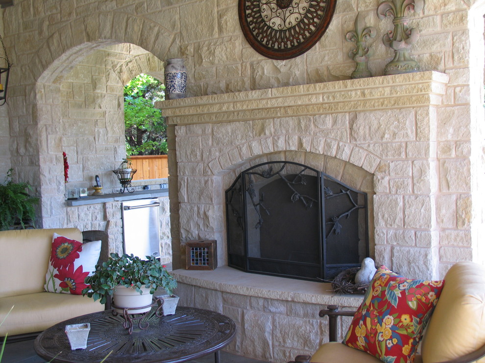 Buff Lueders limestone Traditional Patio Oklahoma City by