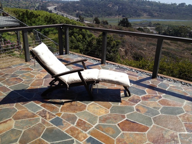 Cable Fence for Stone Patio - Contemporary - Patio - San Diego - by San  Diego Cable Railings | Houzz UK