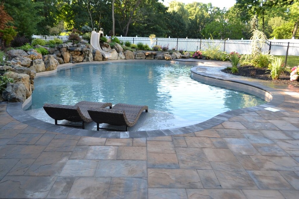 Cambridge Paver Patio Pool New York by Deck and Patio Company