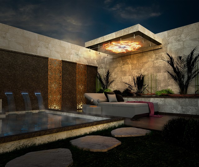 Canopy Fire over day bed Moderne Terrasse et Patio Sydney par