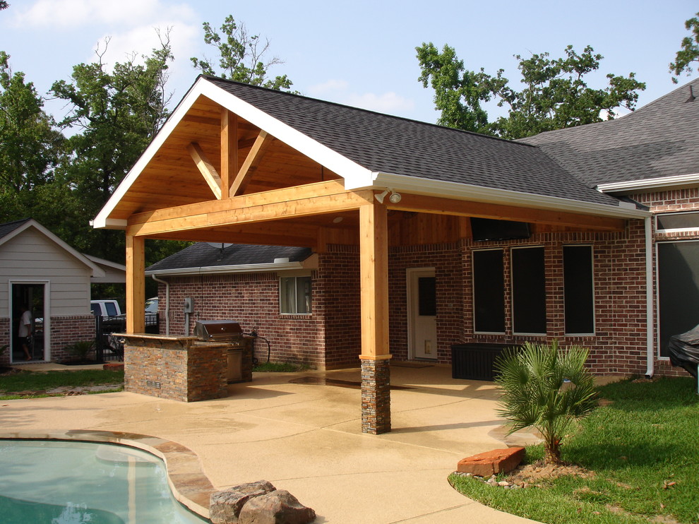 Cedar Patio Cover With Outdoor Kitchen, Outdoor Patio Covers