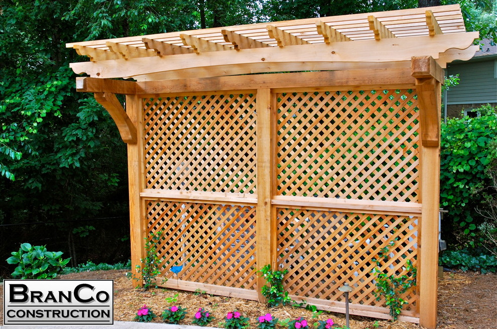 Cedar Privacy Screen With Arbor Craftsman Patio Atlanta by