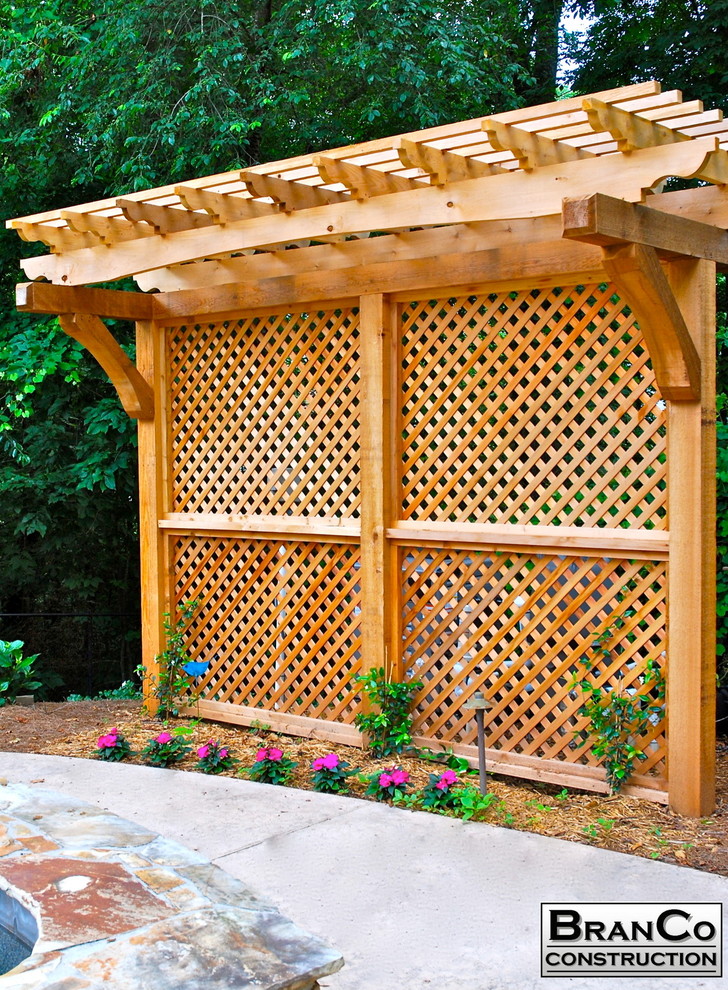 Cedar Privacy Screen With Arbor Craftsman Patio Atlanta by