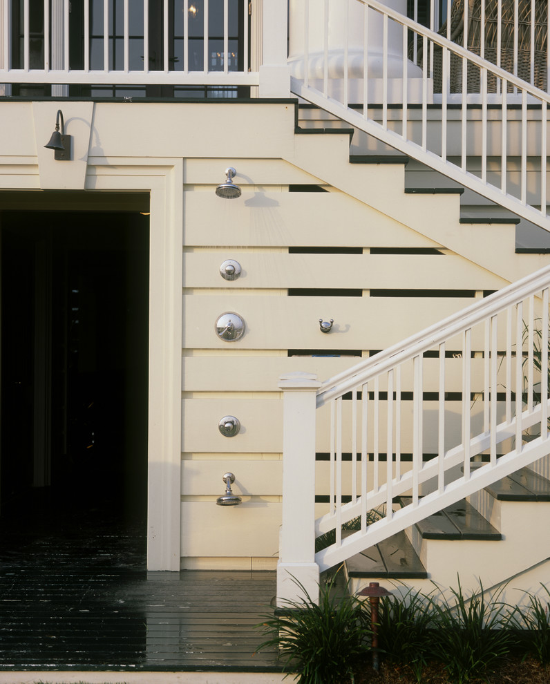Inspiration for a timeless outdoor patio shower remodel in Other with decking