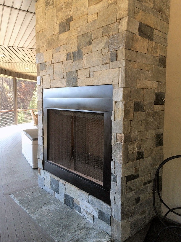 Charleston Natural Stone Veneer Outdoor Fireplace Traditional Patio Other by Quarry Mill