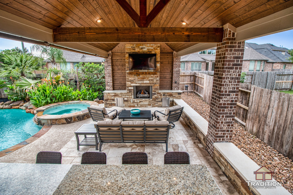 Cinco Ranch Covered Patio with Fireplace and Outdoor Kitchen Katy, TX