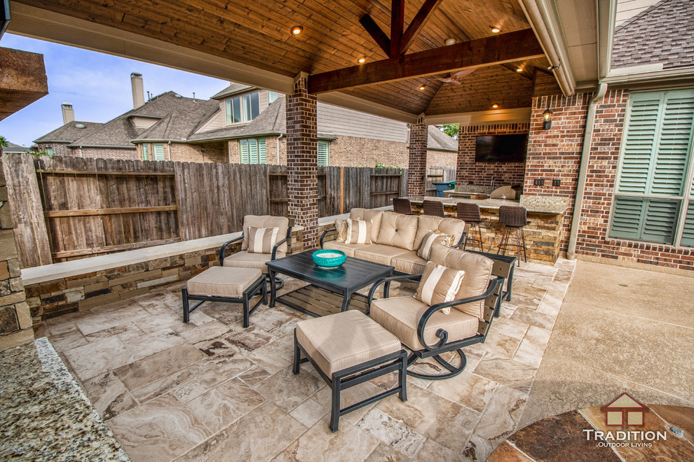 Cinco Ranch Covered Patio with Fireplace and Outdoor Kitchen Katy, TX
