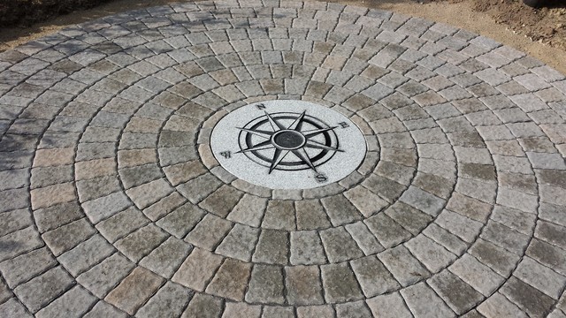 Circular patio with compass rose - Arts & Crafts - Patio - Boston