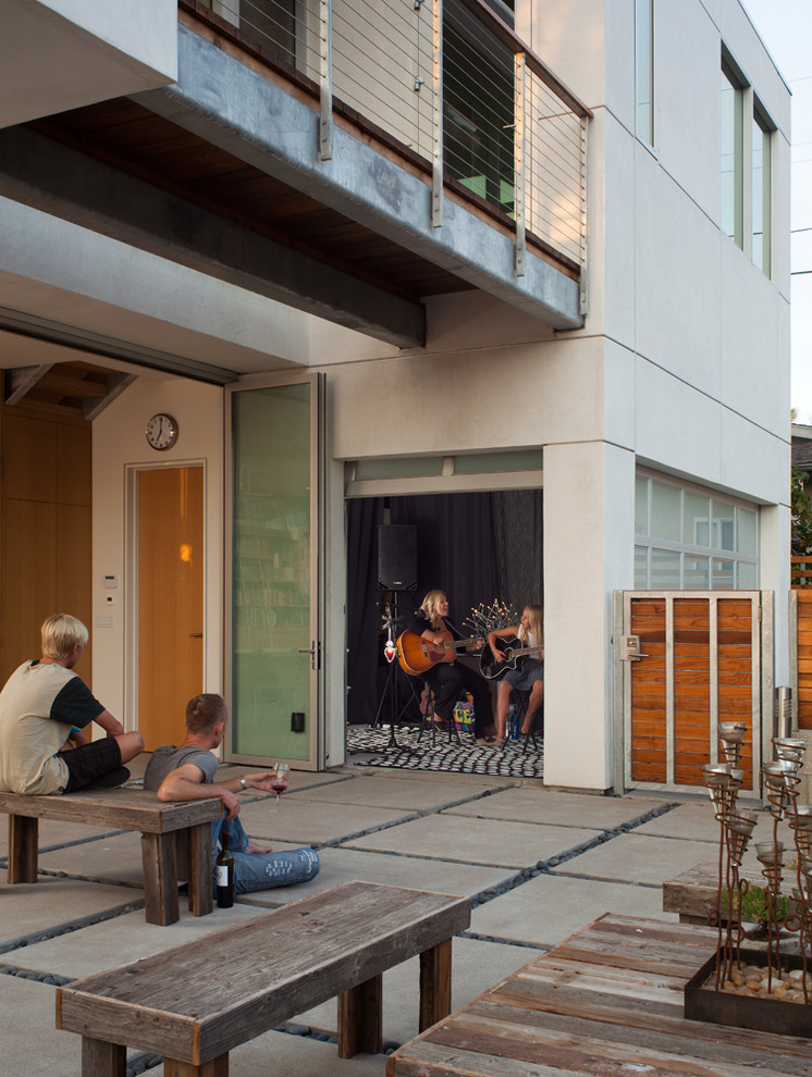 Diseño de patio contemporáneo sin cubierta