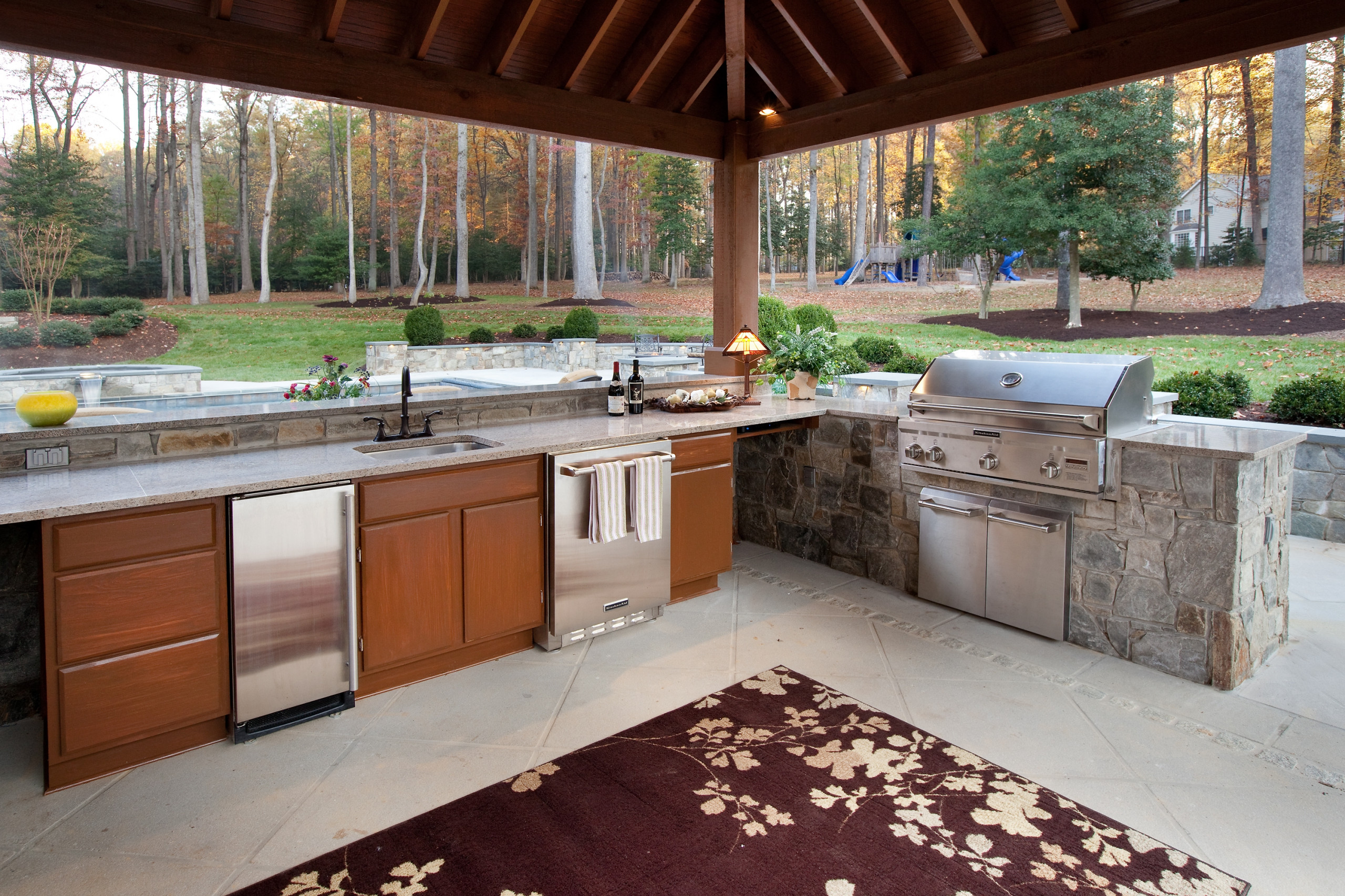 Complete Outdoor Kitchen With Grill Refrigerator And Dishwasher Contemporary Patio Dc Metro By Land Art Design Inc Houzz