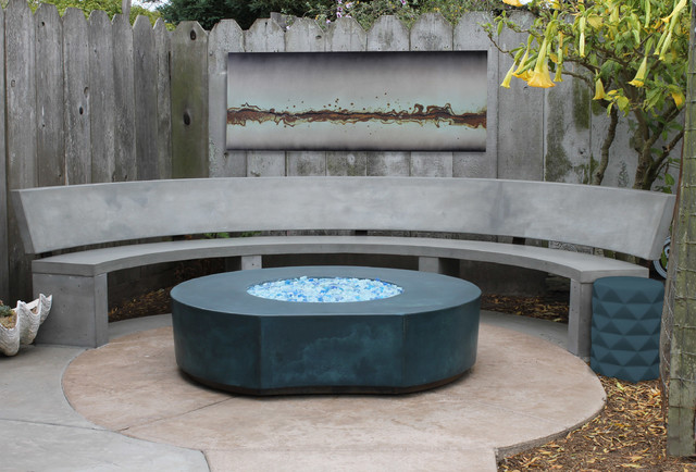 Concrete Water Feature Bench and Fire Pit Set - Modern - Patio - San Francisco - by User | Houzz NZ Concrete Water Feature Bench And Fire Pit Set - Modern - Patio - San Francisco - By User | Houzz Nz