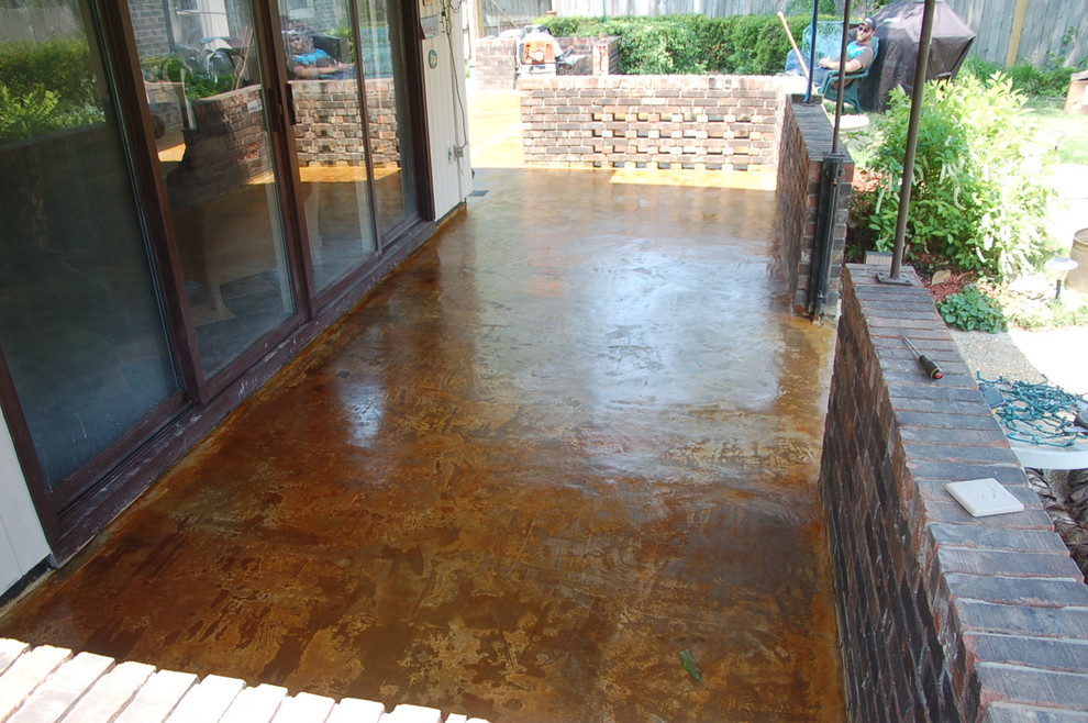 Concrete Overlay and Acid Stained Patio Mediterranean