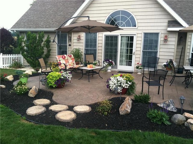 Concrete Patio With Stamped Concrete Overlay - Traditional - Patio - St ...