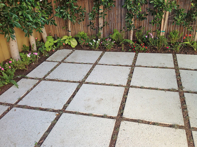 Concrete Paver Patio With Ground Cover Transitional Los Angeles By Flores Artscape Houzz - Covering Concrete Patio With Pavers