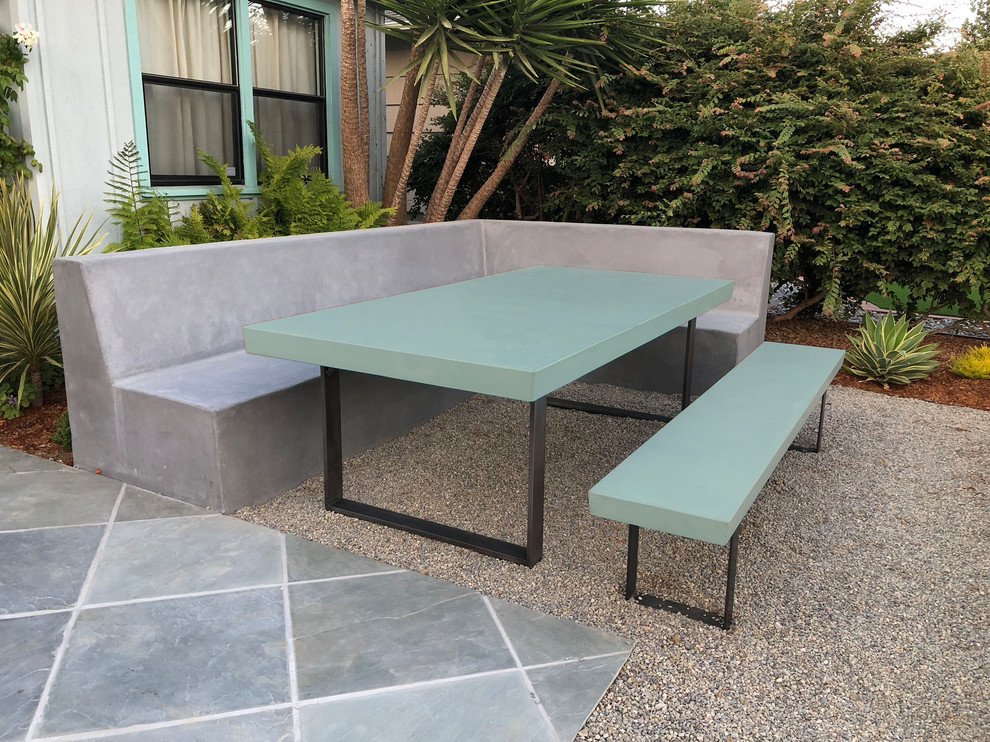 Concrete Table and Bench set Contemporary Patio Other by 5 Feet