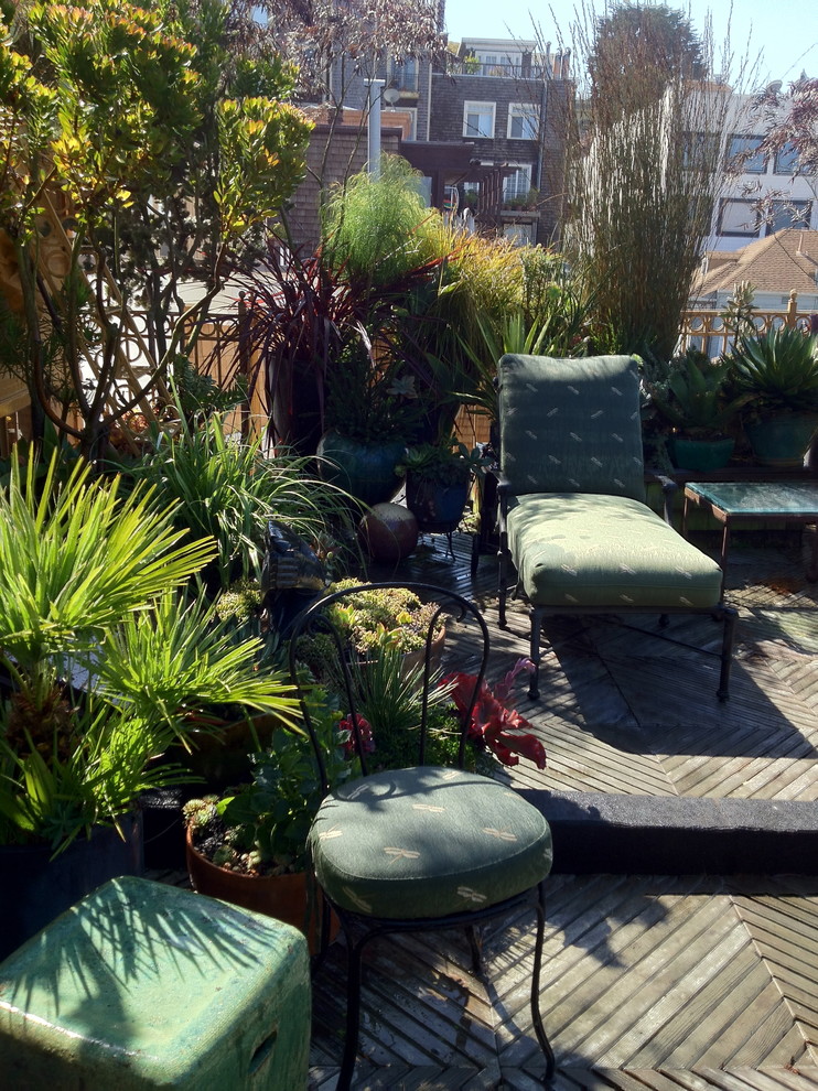サンフランシスコにあるトラディショナルスタイルのおしゃれなテラス・中庭 (デッキ材舗装、日よけなし) の写真