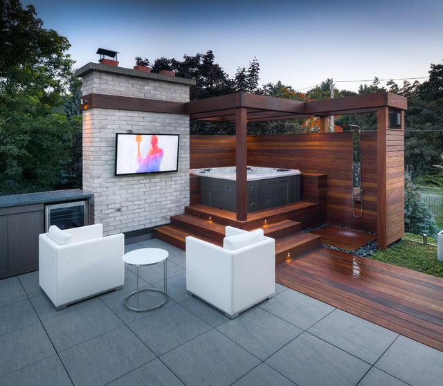 Contemporary Pergola + Hot Tub - Contemporary - Patio - Toronto - by ...