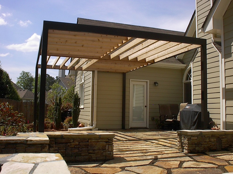 Contemporary Pergola over Stone Patio Contemporary Patio Atlanta