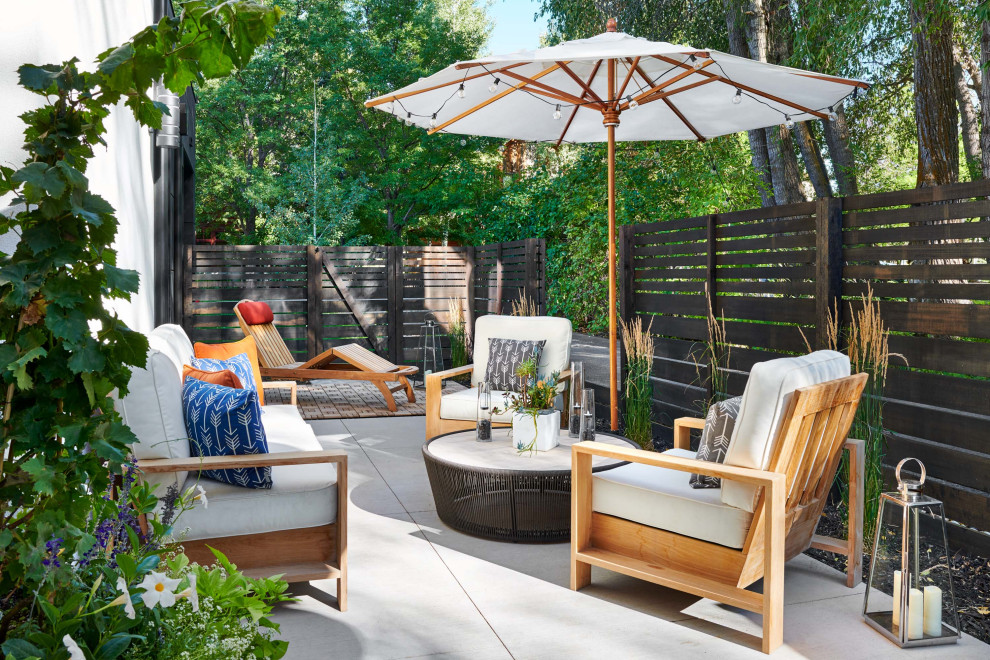 Patio - mid-sized contemporary backyard concrete paver patio idea in Denver with no cover