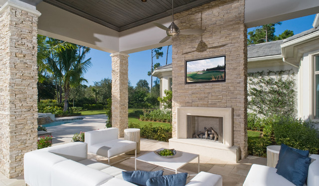 Contemporary Stone Outdoor Fireplace Transitional Patio San Diego By Eldorado Houzz Uk Contemporary Stone Outdoor Fireplace, Outdoor Patio With Fireplace And Tv