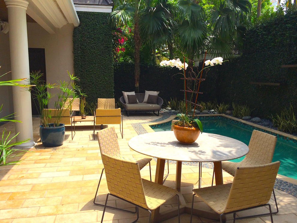 Coral Gables Townhouse Pool and Garden Remodel Transitional Patio