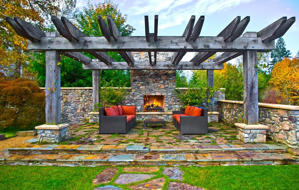 Example of a country patio design in Seattle