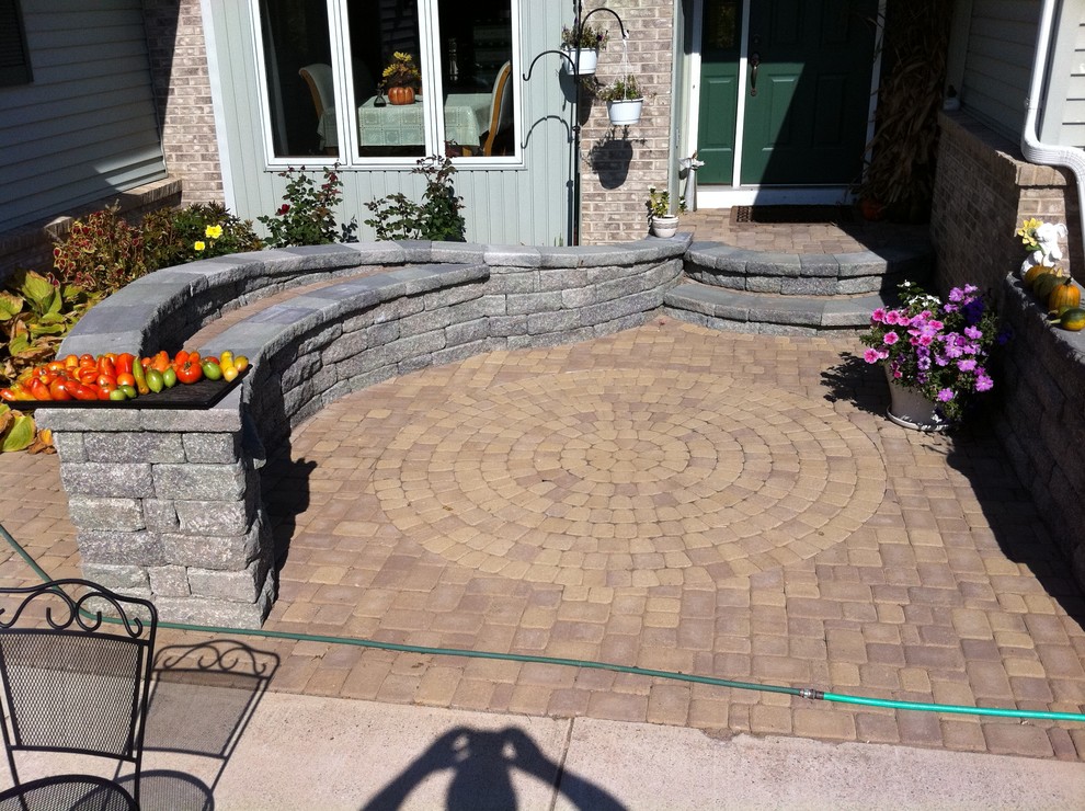 Courtyard Entry Paver Patio and Sitting Wall Contemporary Patio