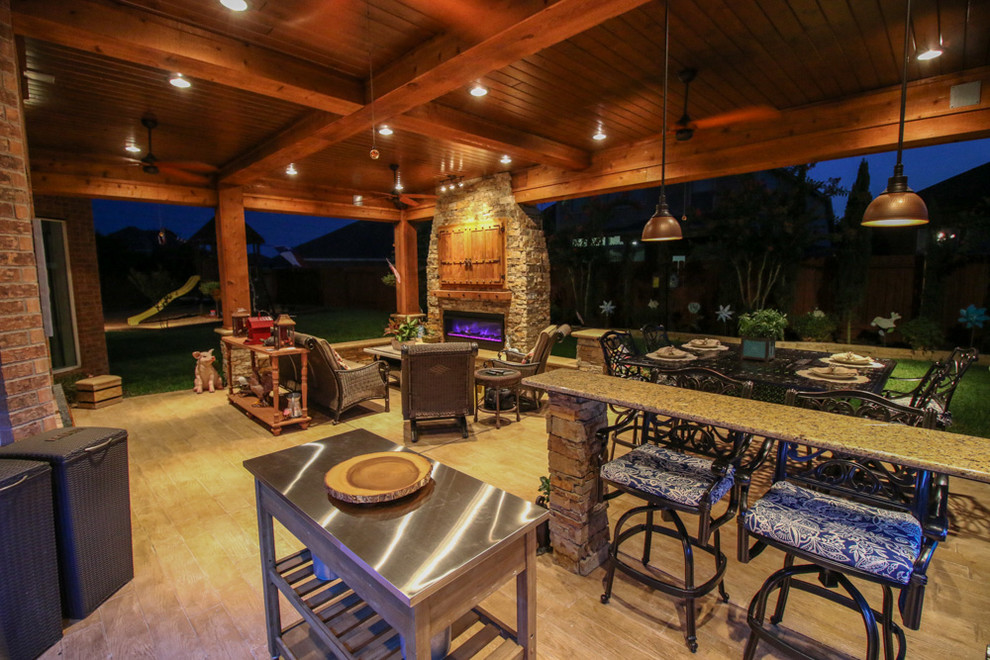 Covered Patio, Outdoor Kitchen Katy, TX Rustic Patio Houston