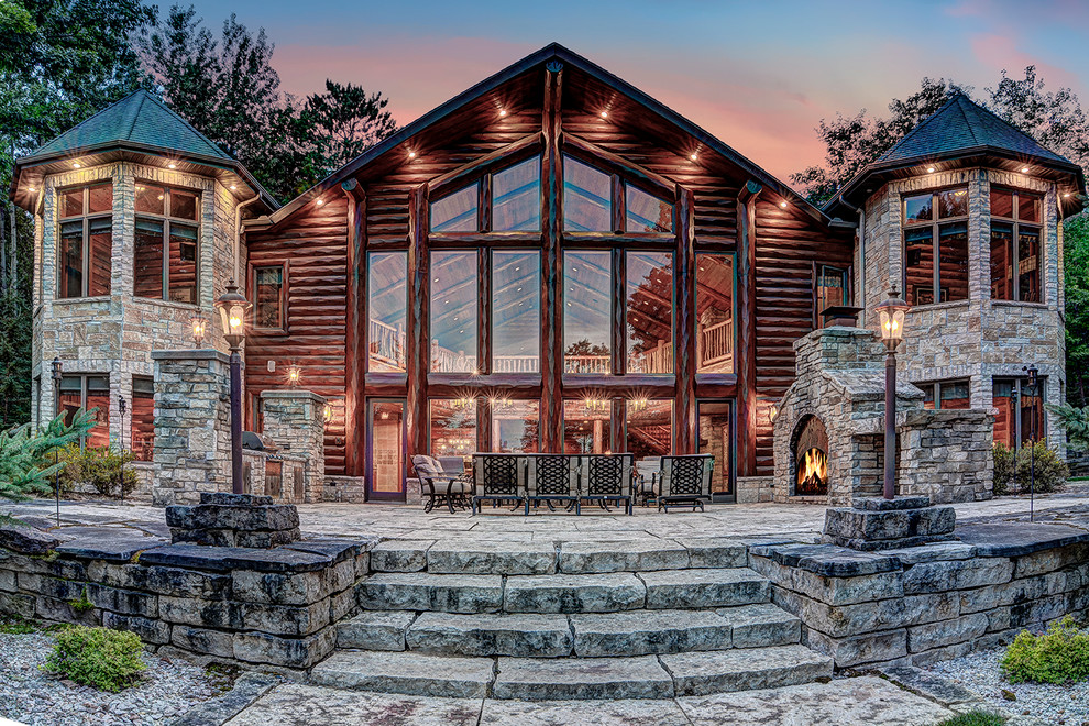 Cranberry Castle Patio at Dusk - Rustic - Patio - Other - by Quarry ...