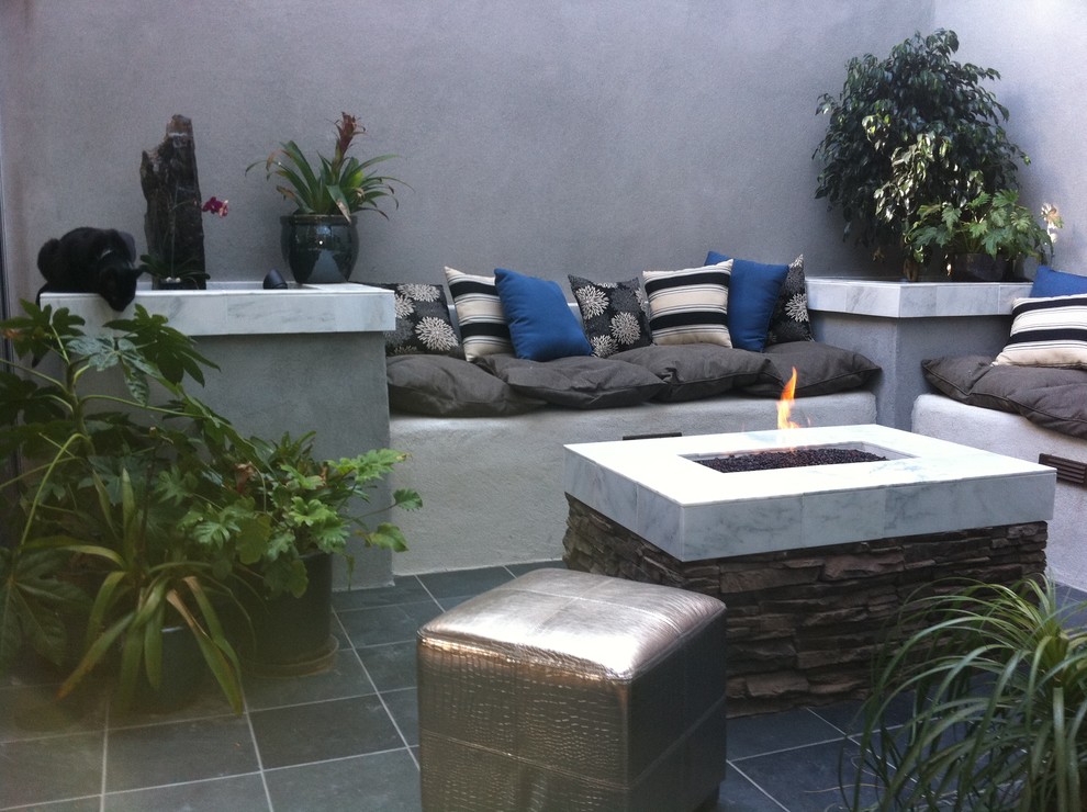 Custom Inner Atrium with fire feature - Contemporary - Patio - San ...