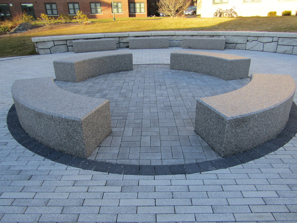 Custom Permeable Paver & Granite Courtyard Endicott College Beverly Ma Modern Patio