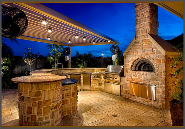 Custom Summer Kitchen featuring Wood Burning Pizza Oven - Rustic -  Courtyard - Charlotte - by Carolina Outdoor Concepts | Houzz
