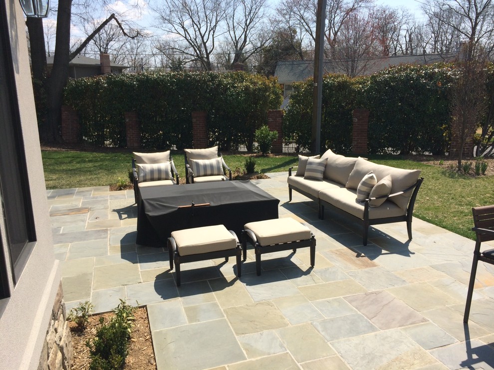 Mid-sized trendy backyard stone patio photo in Richmond with no cover
