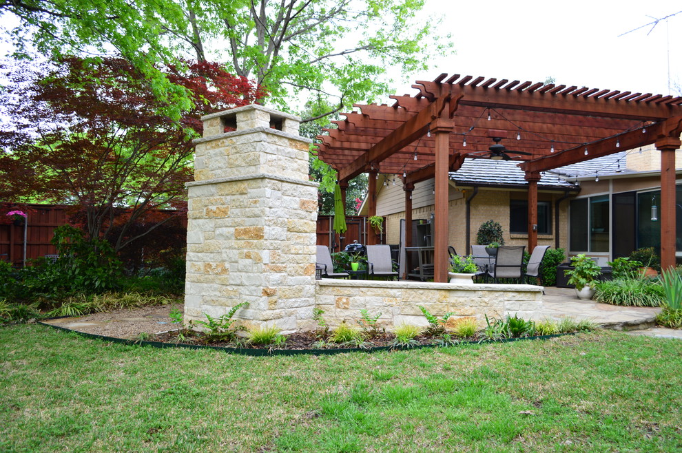 Dallas Covered Patio With Outdoor Fireplace and More! Eclectic