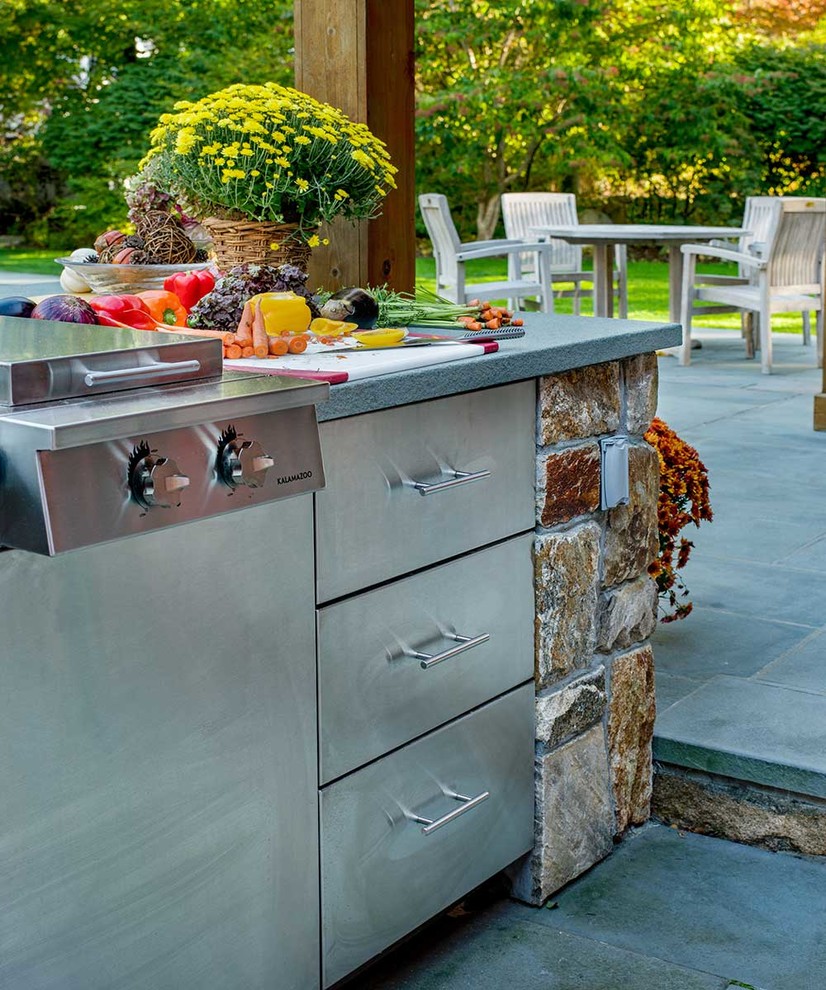 Darien, Connecticut Outdoor Kitchen Farmhouse Patio New York by Kalamazoo Outdoor