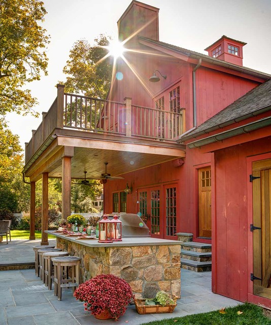 Darien, Connecticut Outdoor Kitchen Casa de campo Patio Nueva