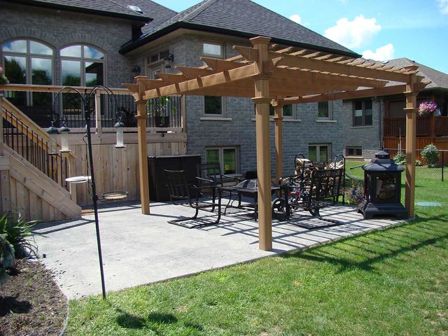 Decorative Stamped Concrete Patio with Pergola - Traditional - Patio -  Toronto - by Lester Contracting | Houzz IE