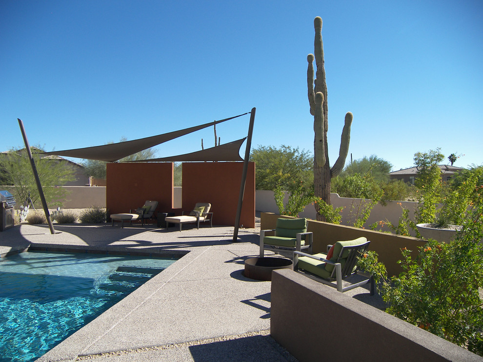 Contemporary patio in Phoenix with a bbq area.