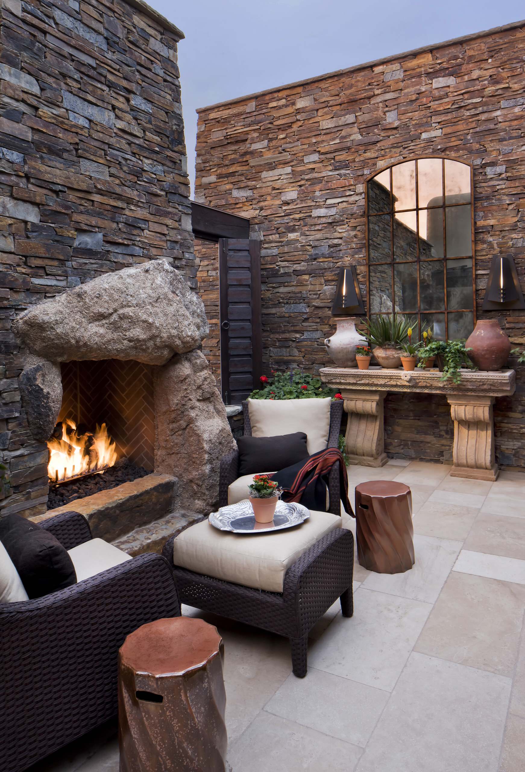 outdoor tabletop fireplace on 75 Beautiful Tile Patio With A Fire Pit Pictures Ideas May 2021 Houzz