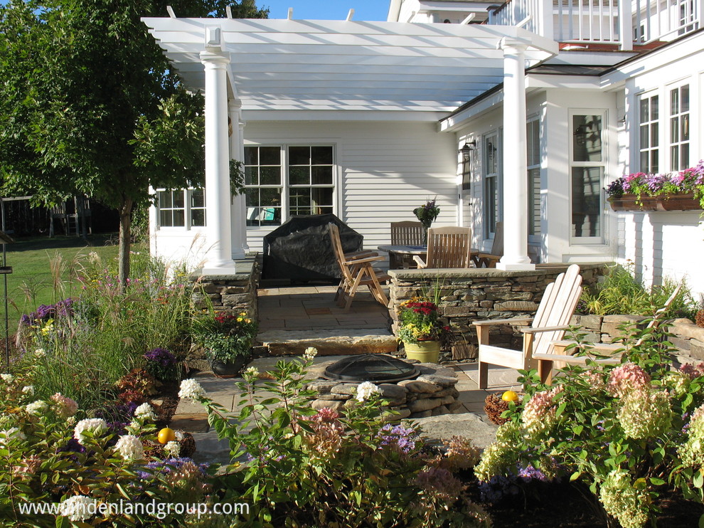 Dining pergola and fire pit patio Traditional Patio Burlington