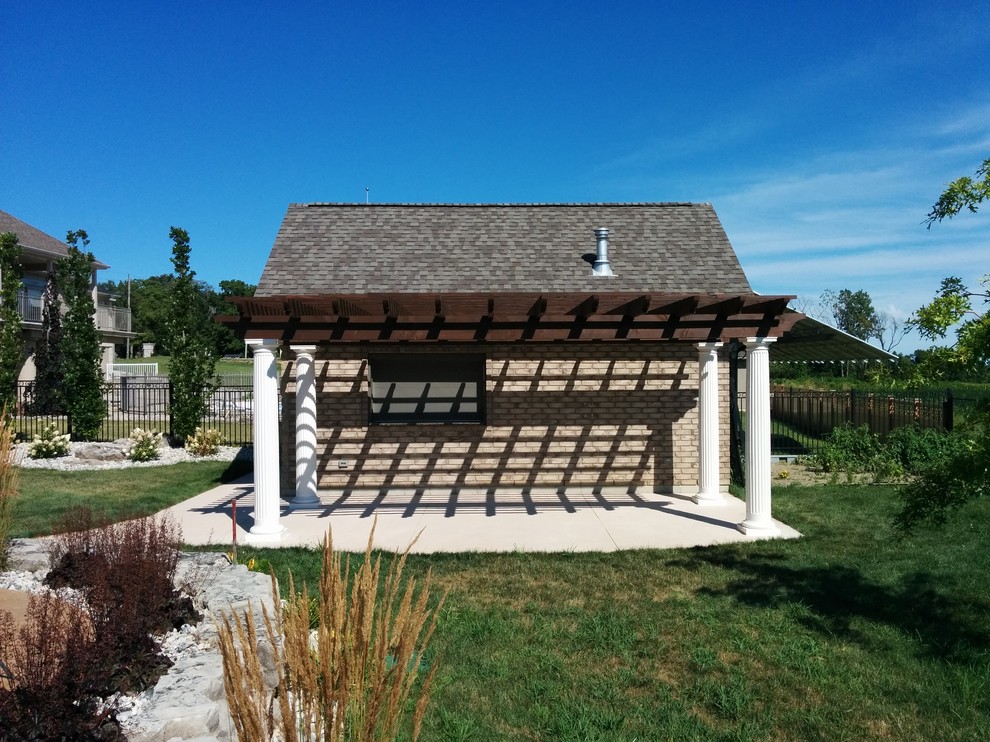 Douglas fir pergola Transitional Patio Toronto by Timberworks Carpentry Houzz