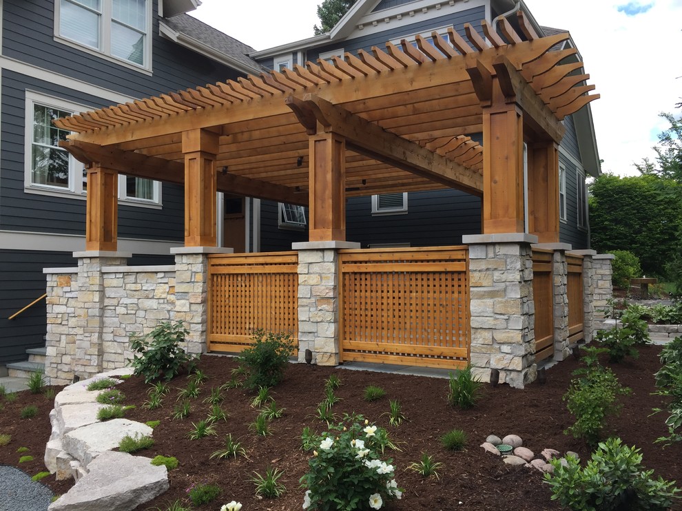 Downers Grove Pergola & Bluestone Patio With Natural Stone Walls